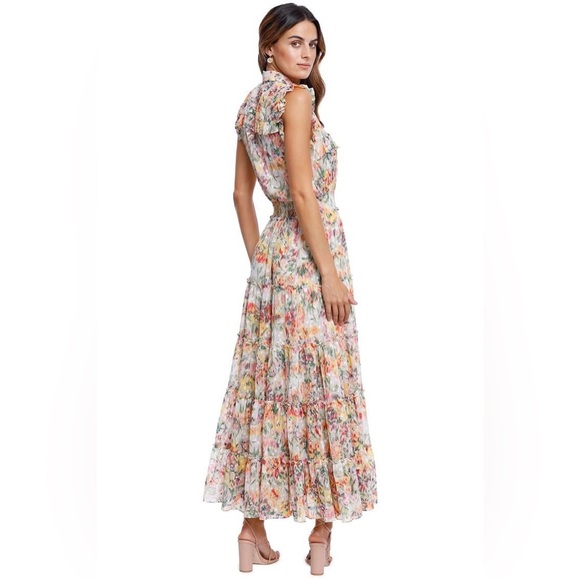 Misa Los Angeles Trina Floral Swiss Dot Sleeveless Maxi Dress New Size XS - Picture 3 of 14